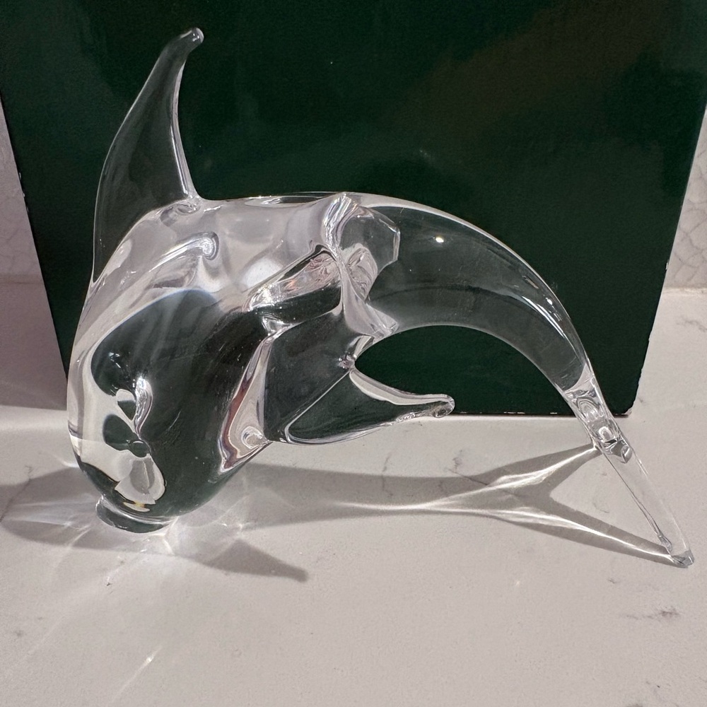 Vintage Clear Glass Dolphin or Porpoise Figurine Paperweight